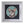 A framed mosaic art print of a dog's face, featuring geometric pieces in teal, brown, beige, and white on a dark background, housed in a white square frame.