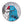 Circular mosaic wall art featuring a stylized parakeet design. Crafted with reflective blue mirror glass pieces on a reflective silver mirror background, set on rustic wood.
