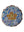 Circular mosaic wall art featuring a stylized flower design. Crafted with glittery gold and yellow glass pieces on an iridescent blue background, set on rustic wood.