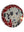 Side view of a circular dog mosaic artwork, showing the rustic wood edge.