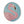 Circular mosaic wall art featuring a stylized flamingo design. Crafted with glittery pink glass pieces on a sparkly blue background, set on rustic wood.