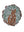 Circular mosaic wall art featuring a stylized cat silhouette design. Crafted with glittery gold glass pieces on a frosted aqua background, set on rustic wood.