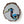 Circular mosaic wall art featuring a stylized heron design. Crafted with blue, green and aqua stained glass pieces on a striking white painted background, set on rustic wood.