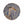 Circular mosaic wall art featuring a stylized heron design. Crafted with glittery white and silver mirror glass pieces on an iridescent blue background, set on rustic wood.