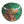 Circular mosaic wall art featuring a stylized highland cow design. Crafted with reflective orange and brown mirror glass pieces on a green mirror background, set on rustic wood.