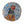 Circular mosaic wall art featuring a stylized pheasant design. Crafted with gold-dusted brown, green, red and bronze glass pieces on an iridescent blue background, set on rustic wood.
