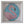 A circular mosaic wall art piece featuring a stylized flamingo design in pink glitter and light blue pieces, mounted inside a white square shadow box.