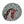 Circular mosaic wall art featuring a stylized robin design. Crafted with white, red, and brown glass pieces on a frosted aqua background, set on rustic wood.