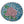 Circular mosaic wall art featuring a stylized rose design. Crafted with pink and green glittery glass pieces on a sparkling blue background, set on rustic wood.