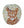 Circular mosaic wall art featuring a stylized cat design. Crafted with glittery gold and bronze glass pieces on an iridescent green background, set on rustic wood.