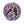 A circular mosaic tile plaque featuring a stylized bat design in shades of purple, blue, black, and brown, separated by light pinkish-beige grout lines on a white background.