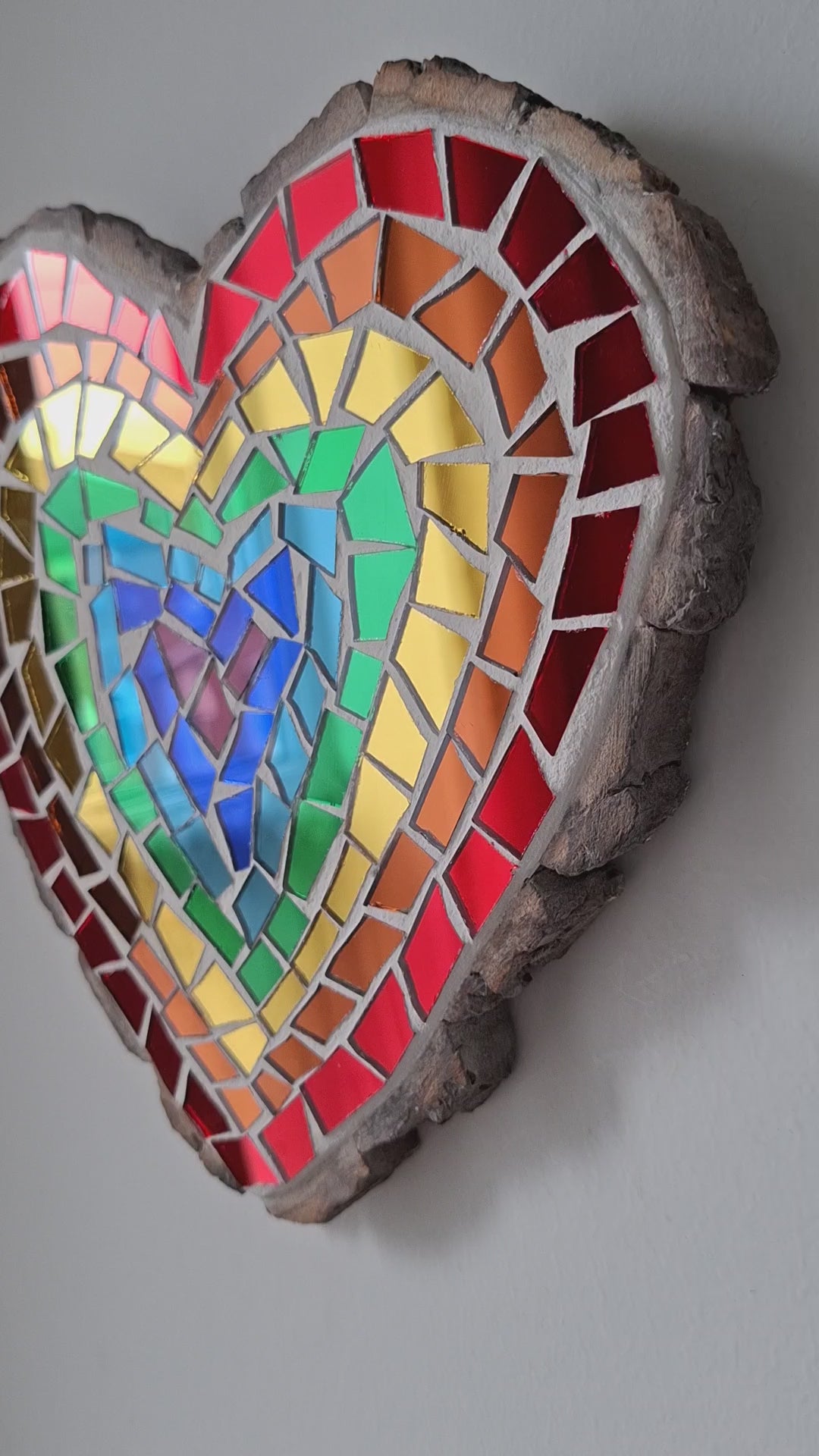 Rainbow Mirror Heart Mosaic