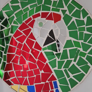 video showing close up of mosaic bird  to catch the changing colours and sparkles
