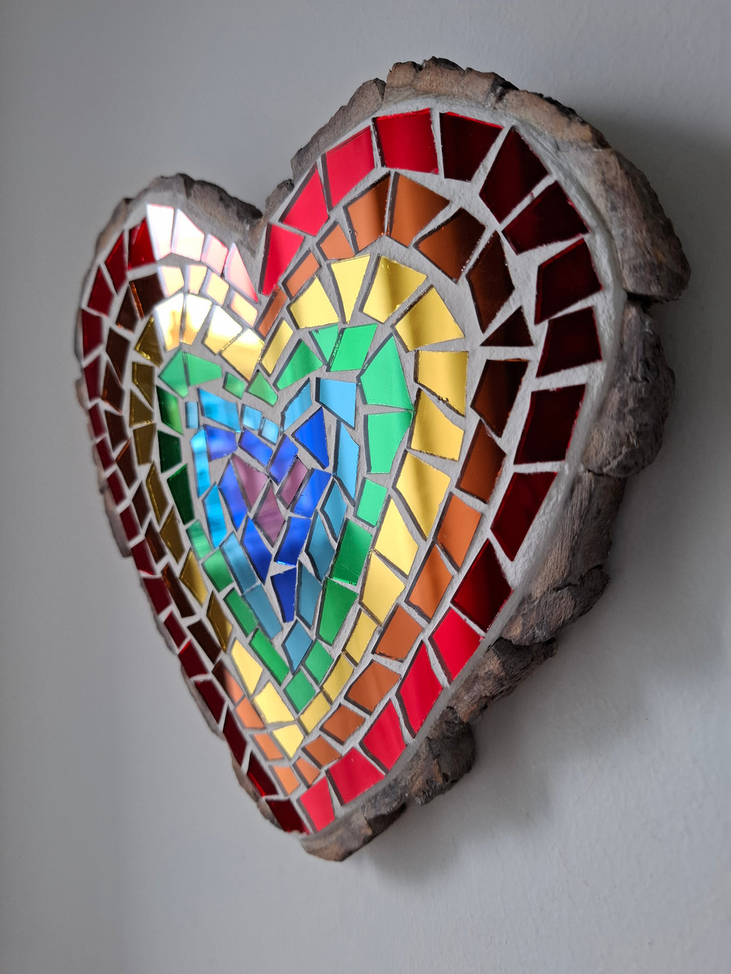 Rainbow Mirror Heart Mosaic